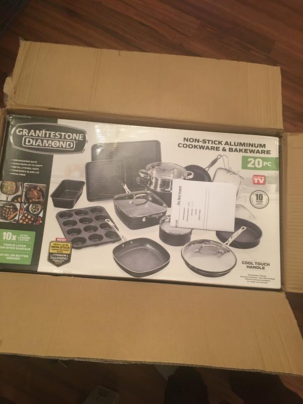 Granite Stone Blue 20 Piece Pots and Pans Set, Nonstick Cookware & Bakeware  Set 