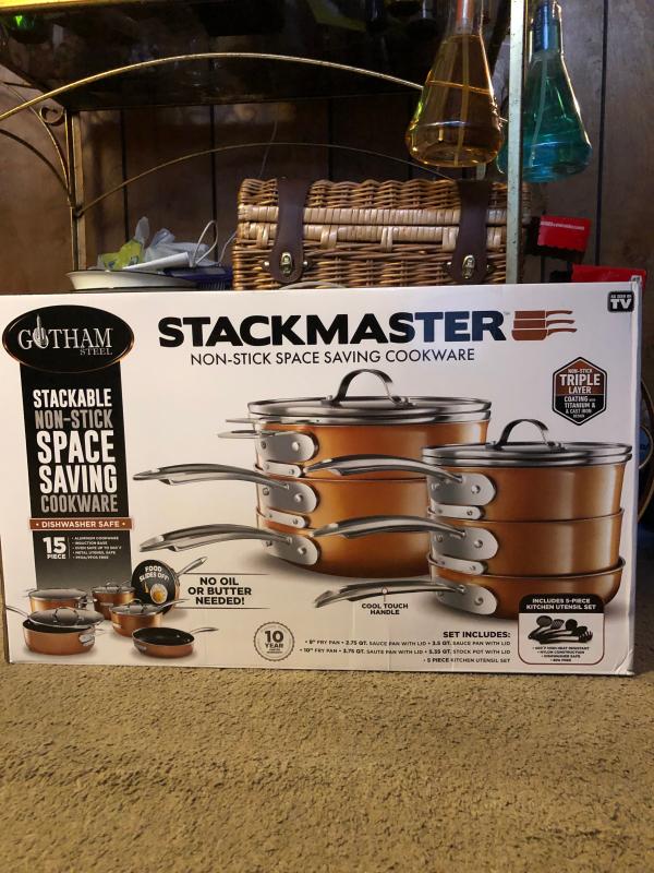 Gotham Steel - Stackmaster 8-Piece Cookware Set - Brown