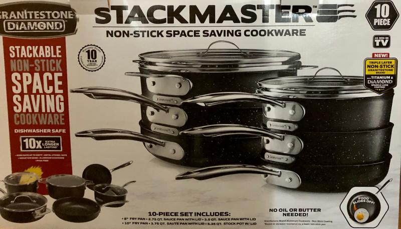 Granitestone Diamond Stackmaster 10-Piece Space-Saving Cookware Set