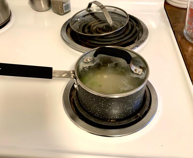 Sauce pan will cook two portions of rice.
