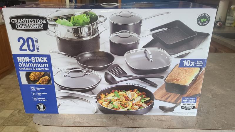 Granitestone 20 Piece Cookware Set with Bakewar e Utensils