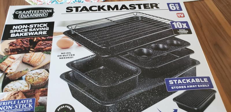 Granitestone Stackable Bakeware Set Stackmaster 6Pcs Nonstick Space Saving Bakeware  Set 
