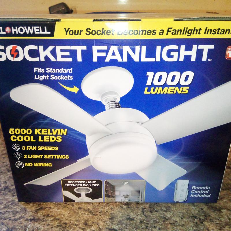 BELL + HOWELL Socket Fan 15.4-in White LED Medium Base (e-26) Indoor Flush  Mount Ceiling Fan with Light and Remote (4-Blade) in the Ceiling Fans  department at