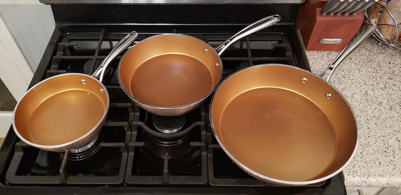 Gotham Steel Frying Pan Set, 3 Piece Nonstick Ceramic Copper Fry Pans Set,  8”, 10” & 12” Nonstick Frying Pans, Nonstick Skillet Set, Omelet Pan