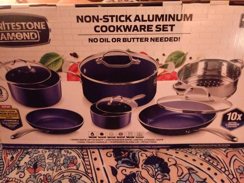 GraniteStone Diamond GraniteStone Diamond Blue Collection 13.97-in Aluminum  Cookware Set with Lid in the Cooking Pans & Skillets department at