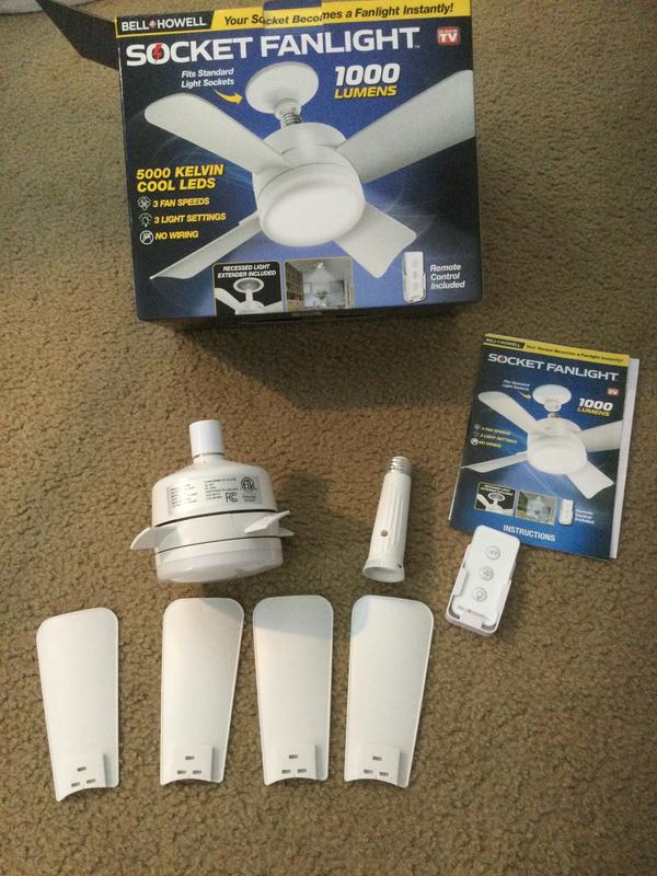 Bell + Howell Light Socket Ceiling Fan & Light