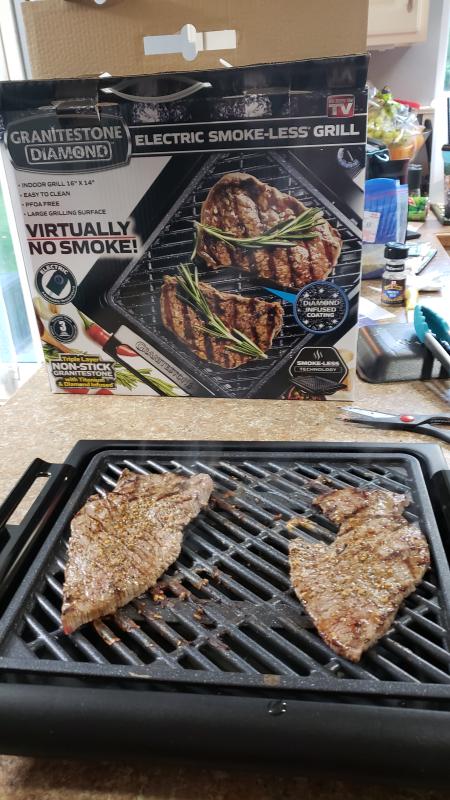 Finishing the first steaks