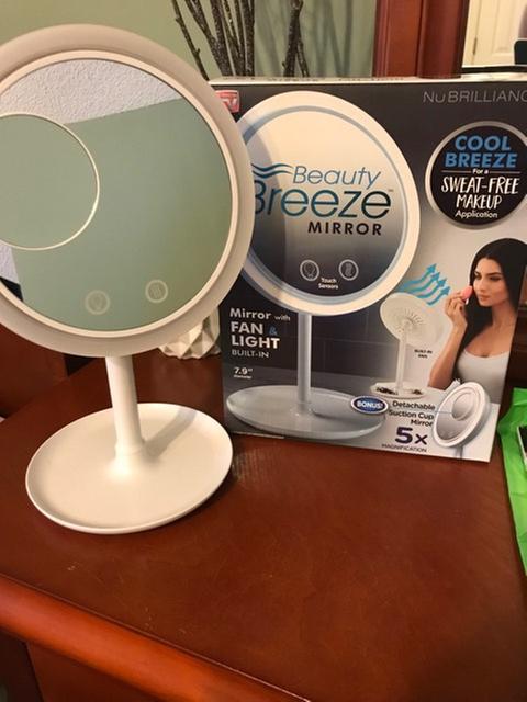 NuBrilliance Beauty Breeze LED Lighted Mirror with Built In Fan and 5x Magnification Macy s