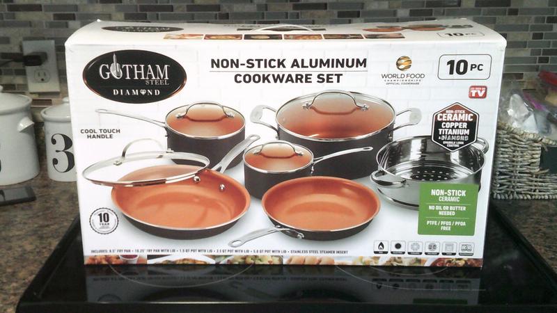 Gotham Steel GOTHAM STEEL 1129 Cookware Set, Aluminum, Black, 10