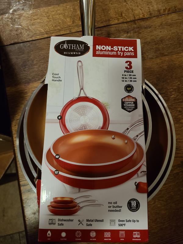 Gotham Steel 3 Pack Nonstick Red Fry Pan Set - 8'' 10'' And 12'' : Target