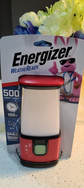 Energizer Weather Ready 500 Lumens Red Emergency Lantern Camping Light NEW