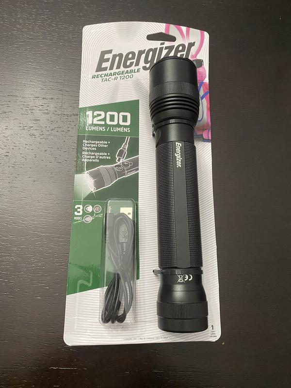 Energizer TAC R 1200 Rechargeable Tactical Flashlight, 1200 Lumens, IPX4  Water Resistant, Aircraft-Grade Aluminum LED Flashlight, Outstanding