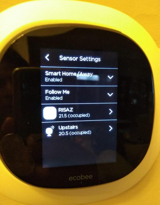 Remote sensor: in the bedroom, controlling over heat and cold, great feature of Ecobee4