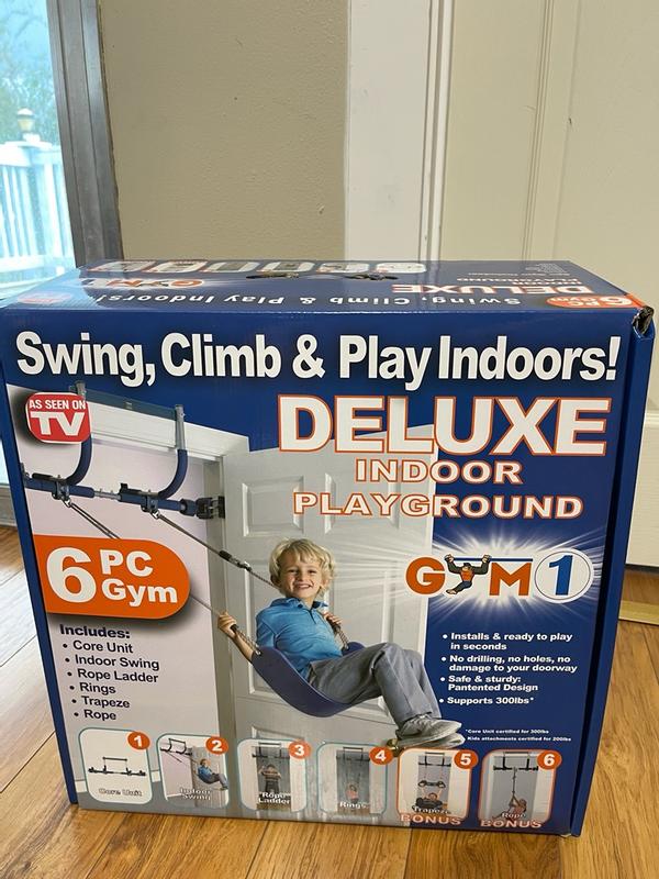 Gym1 - Kit De Gym Enfant Pour Porte - 6 Pièces : Balançoire, Anneaux, Trapèze, échelle, Corde, Barre De Traction - Charge Max 300 Lbs - Dès 3 Ans