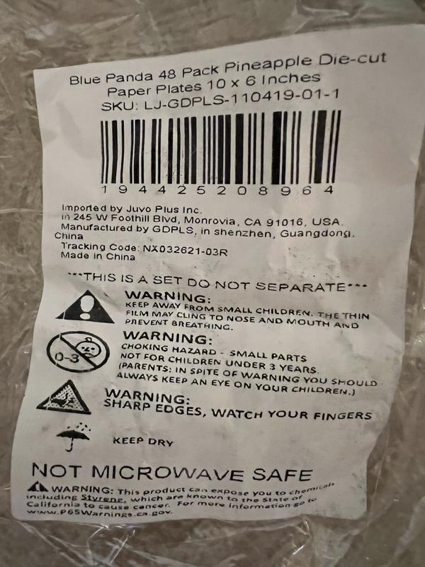 Pineapple Paper Plates Label