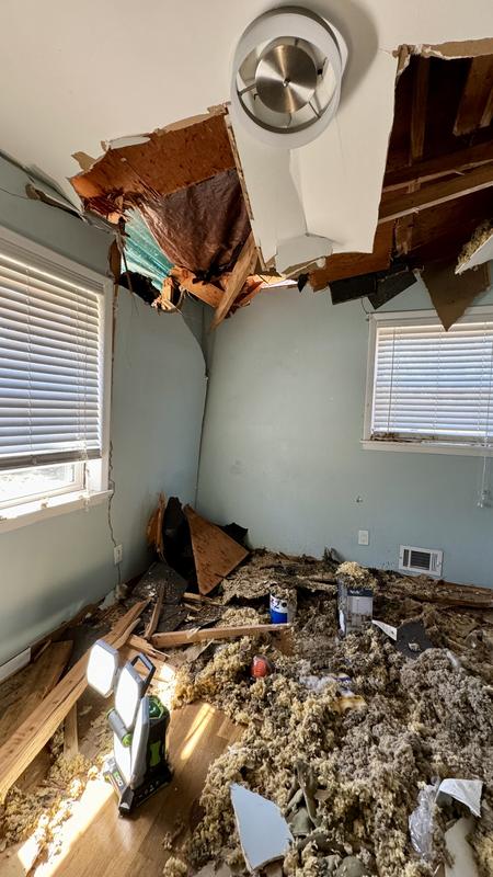 Helene damage, the ceiling fell on top of this light. Bit scuffed, but still works.