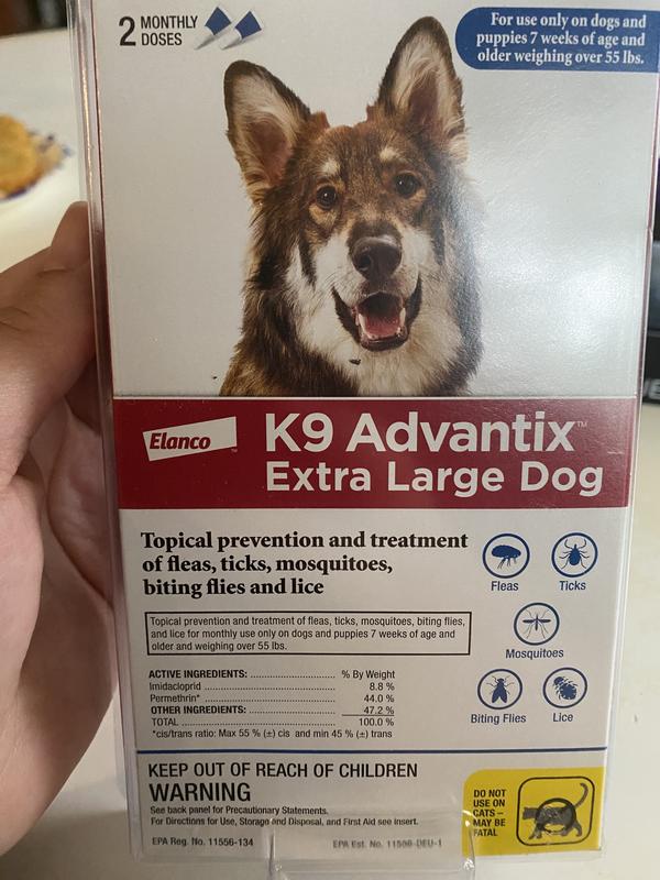 K9 Advantix Tick Mosquito Prevention 2 Monthly Treatments for Extra Large Dogs Over 55 lbs. Petco