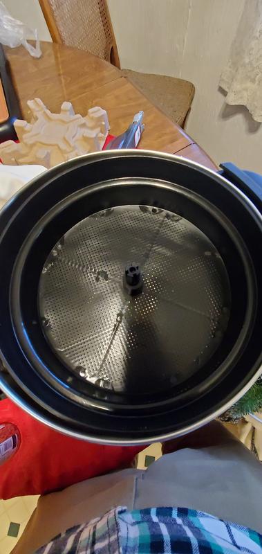 Inside view with percolator and filter on top