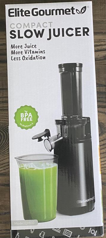 Elite Gourmet Compact Slow Juicer BPA Free - Black New