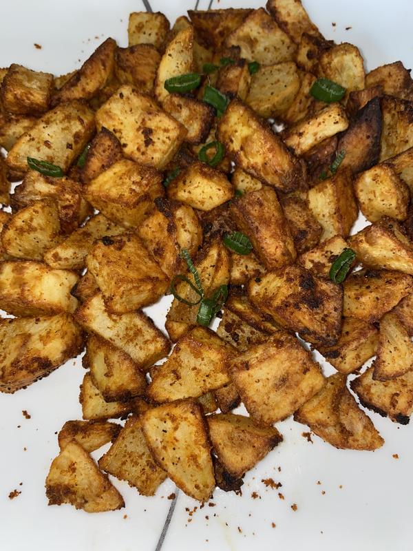 Crunchy potatoes outside, soft inside