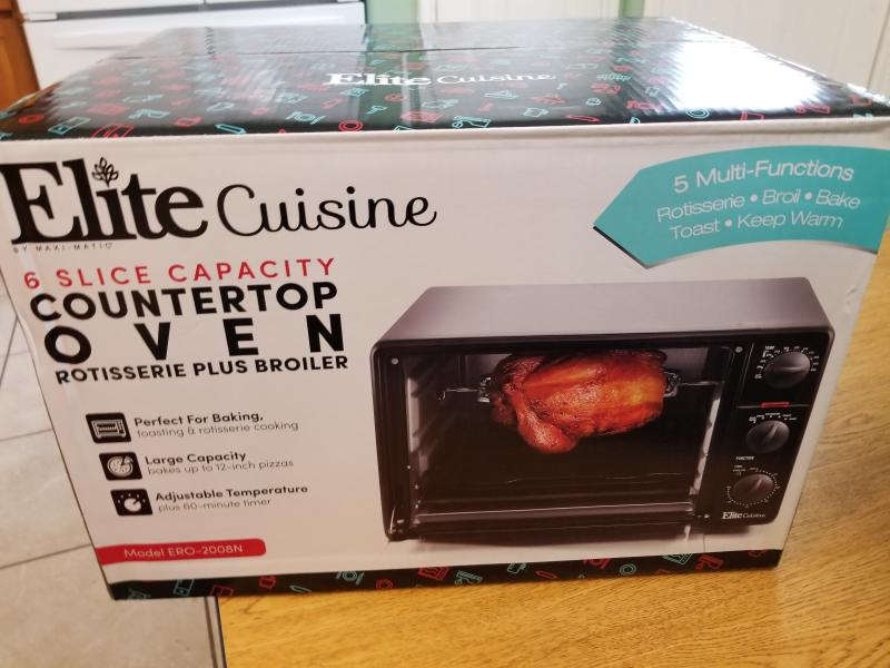 Elite Gourmet Toaster Oven Broiler with Rotisserie