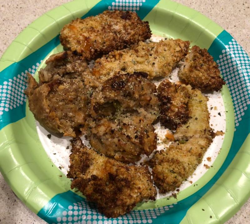 The product: chicken tenders and boudin balls. Clearly I’m not a food photographer, but they tasted great.