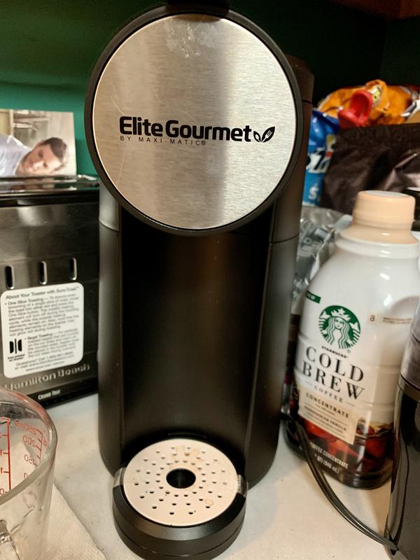 Elite Gourmet EHC208RS Personal Single-Serve Compact Capsule Coffee Maker  Brewer, Compatible with K-Cups and Grounds, Reusable Filter, 16 Ounce, Black