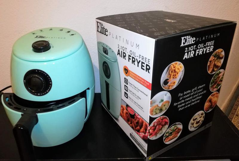  Elite Gourmet EAF-0201BL Personal Compact Space Saving Electric  Hot Air Fryer Oil-Less Healthy Cooker, Timer & Temperature Controls, 1000W,  2.1 Quart, Mint : Home & Kitchen