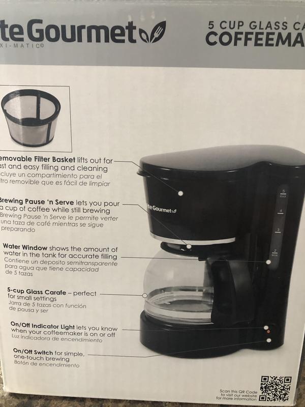 Elite Gourmet EHC-5055# Automatic Brew & Drip Coffee Maker with Pause N  Serve Reusable Filter, On/Off Switch, Water Level Indicator, Black