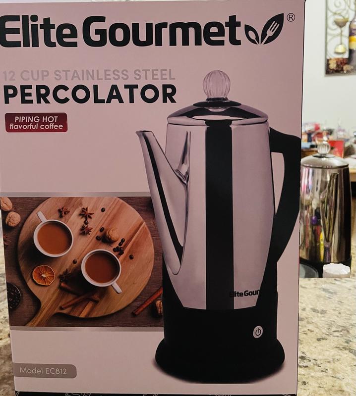 Elite Gourmet 12-Cup Stainless Steel Coffee Percolator, Vintage Green