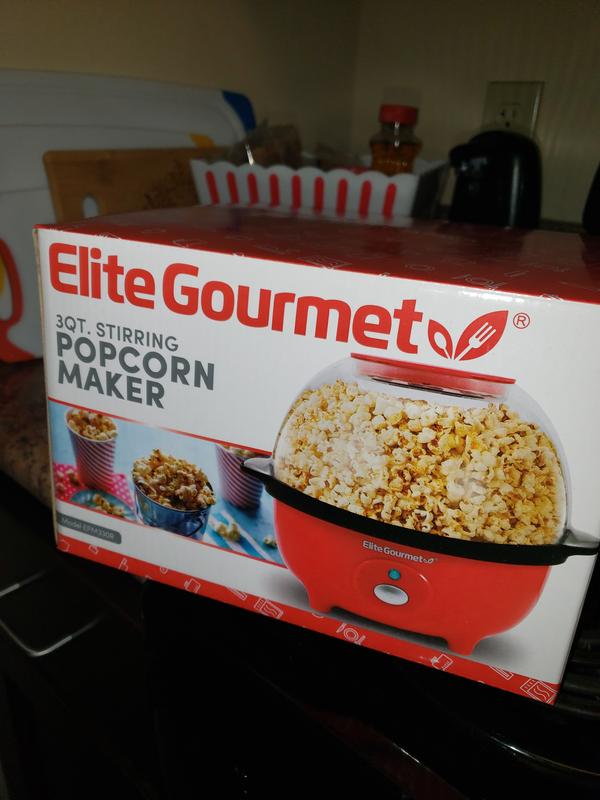 3QT. Automatic Stirring Popcorn Maker – Shop Elite Gourmet - Small Kitchen  Appliances