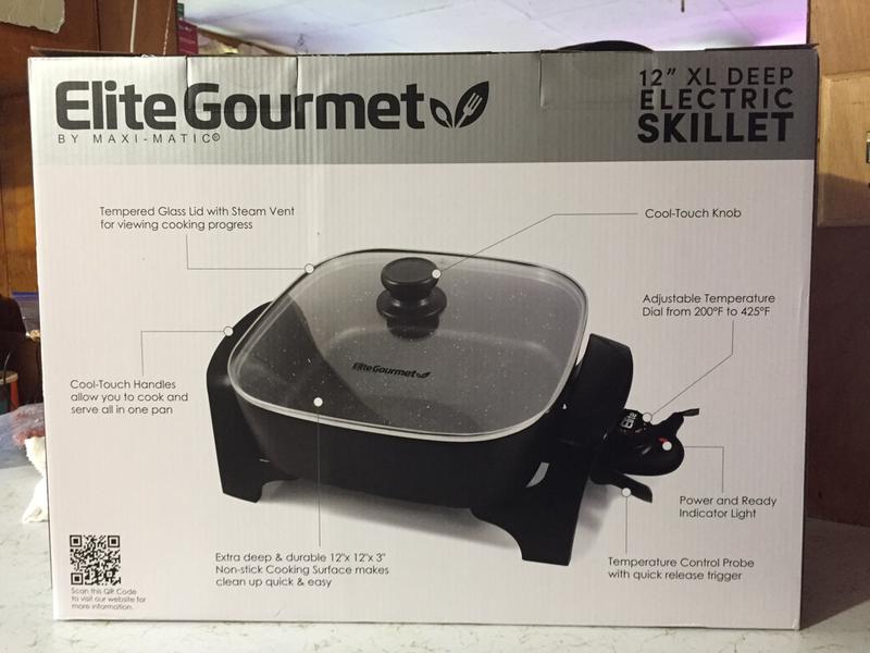 Elite 12-in L x 12-in W 1200-Watt Non-stick Electric Skillet