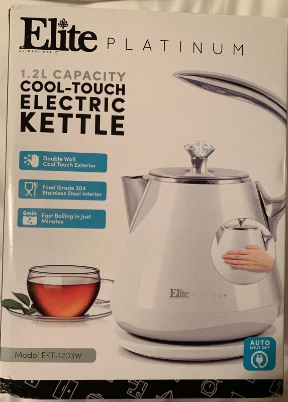 Elite Platinum 1.2 L White Cool-Touch Stainless Steel Electric Kettle