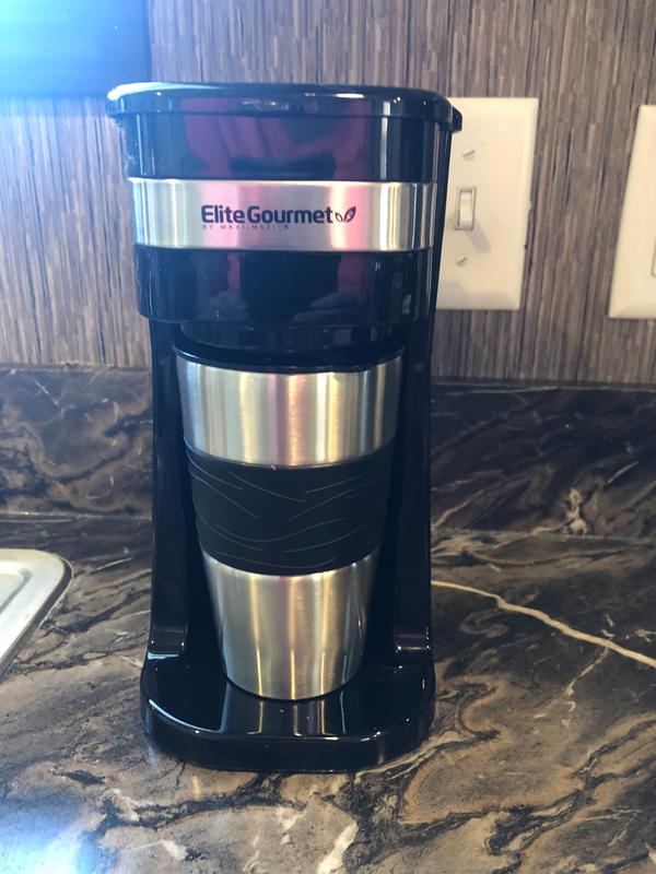 Elite Gourmet Personal Coffee Maker with Stainless Steel Mug 