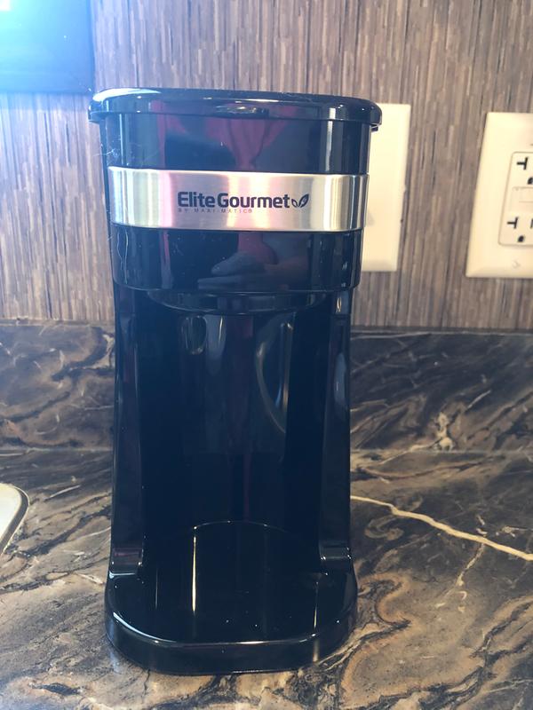 Elite Gourmet Single Serve 1-Cup Black Personal Drip Coffee Maker