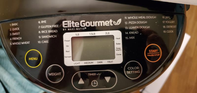 Elite Gourmet 2lb Programmable Bread Maker - Mint, 19 Pre-Set Functions, Gluten-Free Setting, ETL Safety Listed