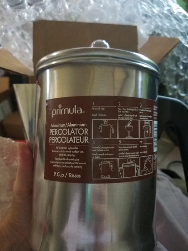 Primula Today Aluminum Stove Top Percolator Maker Durable, Brew Coffee On  Stovetop, 9 Cup, Silver