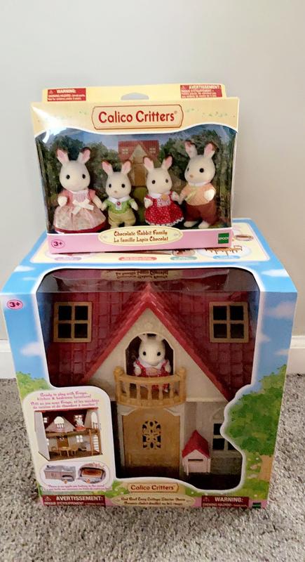 Calico Critters Hopscotch Rabbit Family, Set of 4 Collectible Doll Figures  by Epoch Everlasting Play