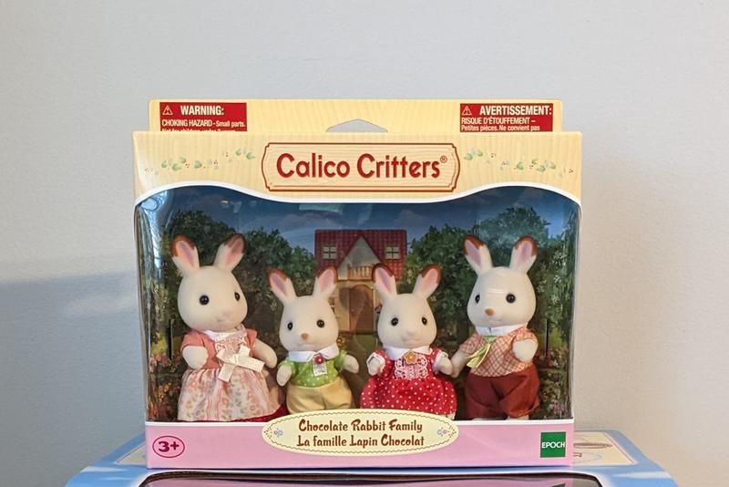 Calico Critters Chocolate Rabbit Family, Set of 4 Collectible Doll