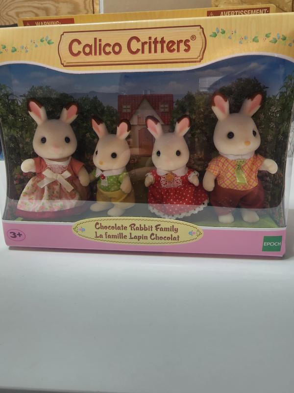 Calico Critters Chocolate Rabbit Family, Set of 4 Collectible Doll