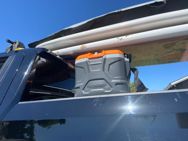Cooler on top of truck