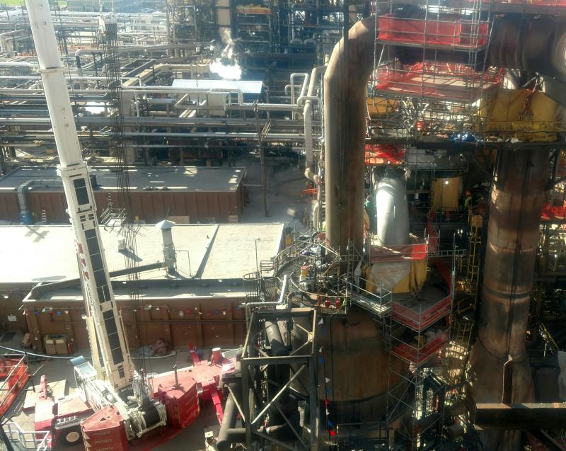 70 inch elbow is the only brand new looking pipe in this pic.  My tool room can be found on the deck below it where machined the weld joint at both ends.