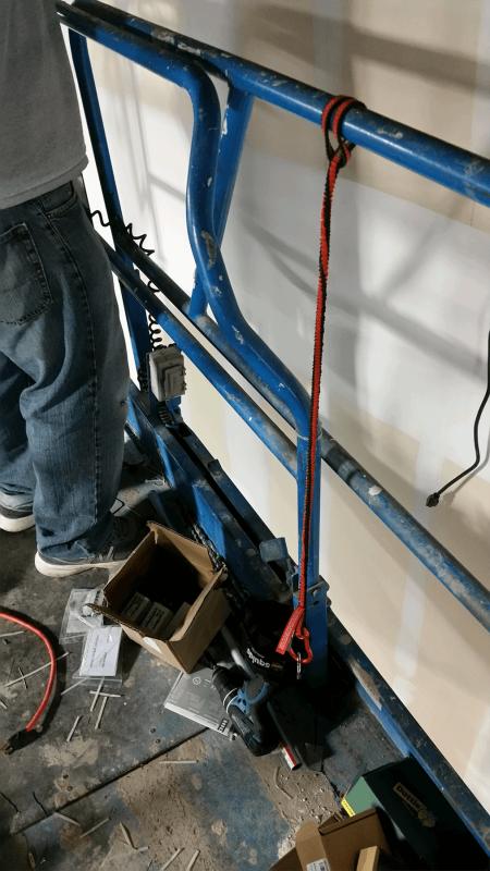 Coworker testing the kit in the lift