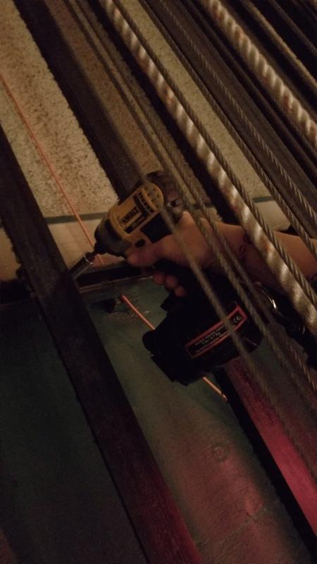 At work on a counter balance rigging system.