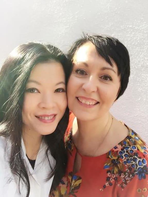 Yvonne with Dr Nadine Pernodet from Estee Lauder