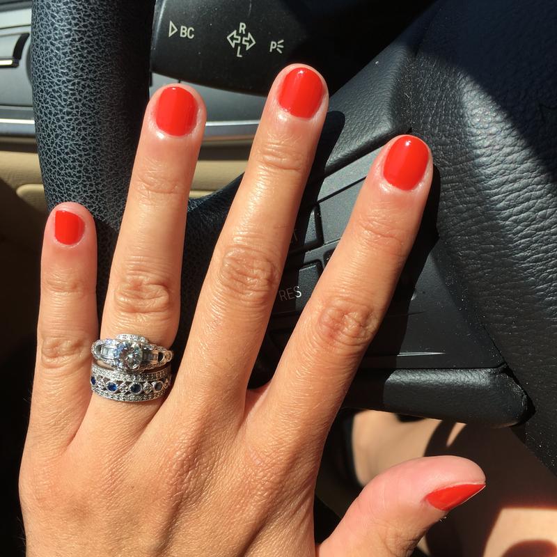 - red-orange nail polish, color & - essie