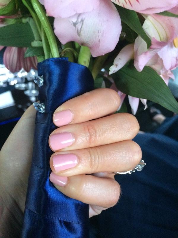 pink & strap nail spaghetti - - essie polish sheer nail color peony