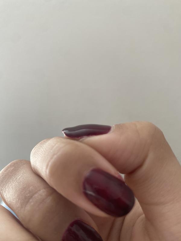 Thumb nail had a deep ridge in it from an injury that is healed and Essie nail repair smoothed it out pretty well. Obviously it is still a bit visible where that divet is but trust it is not as bad or deep as it used to be before product application😅