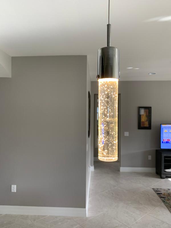 ET2 Fizz IV Polished Chrome Modern/Contemporary Textured Glass Cylinder LED  Mini Hanging Pendant Light in the Pendant Lighting department at