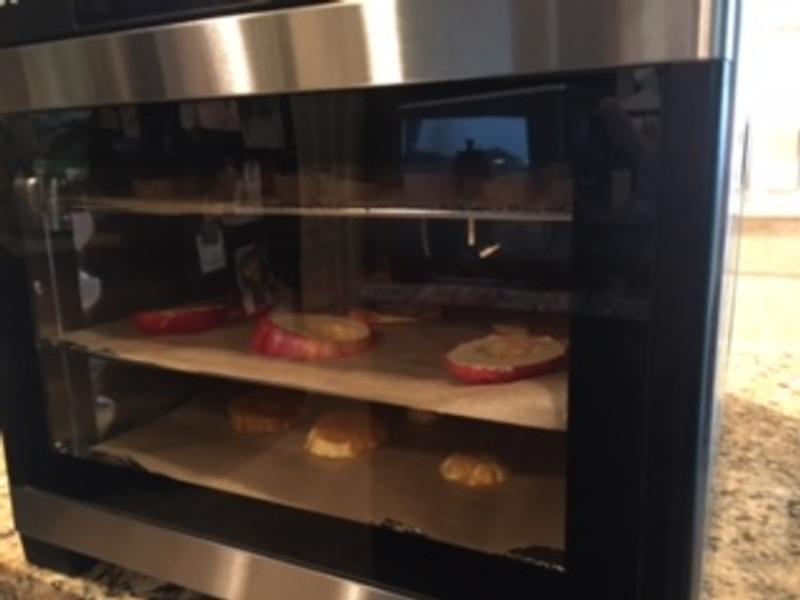 Apples, oranges, bananas @ 135 degrees F. Rotating trays.